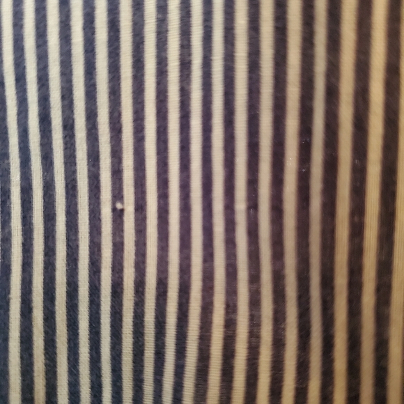 Denver Hayes Vintage Short Sleeve Tie Waist Blue Striped Blouse Top - Picture 6 of 7